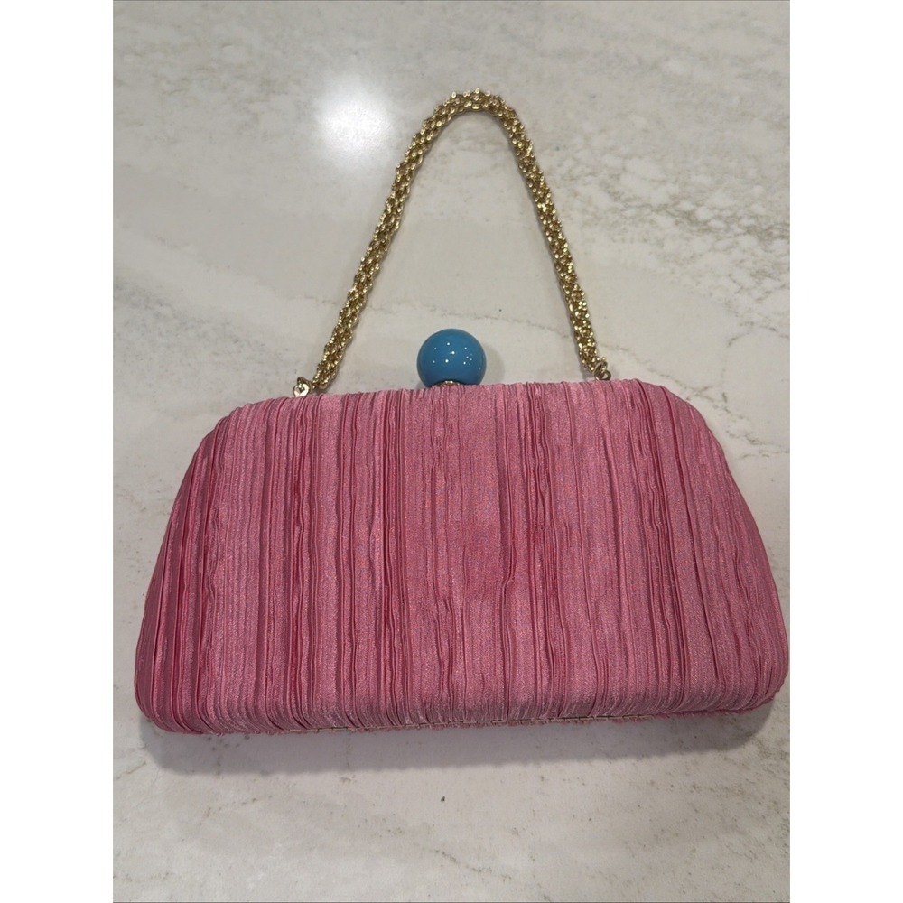 Shiraleah Chicago Clutch Bag Pink Satin Party Wedding Accessory